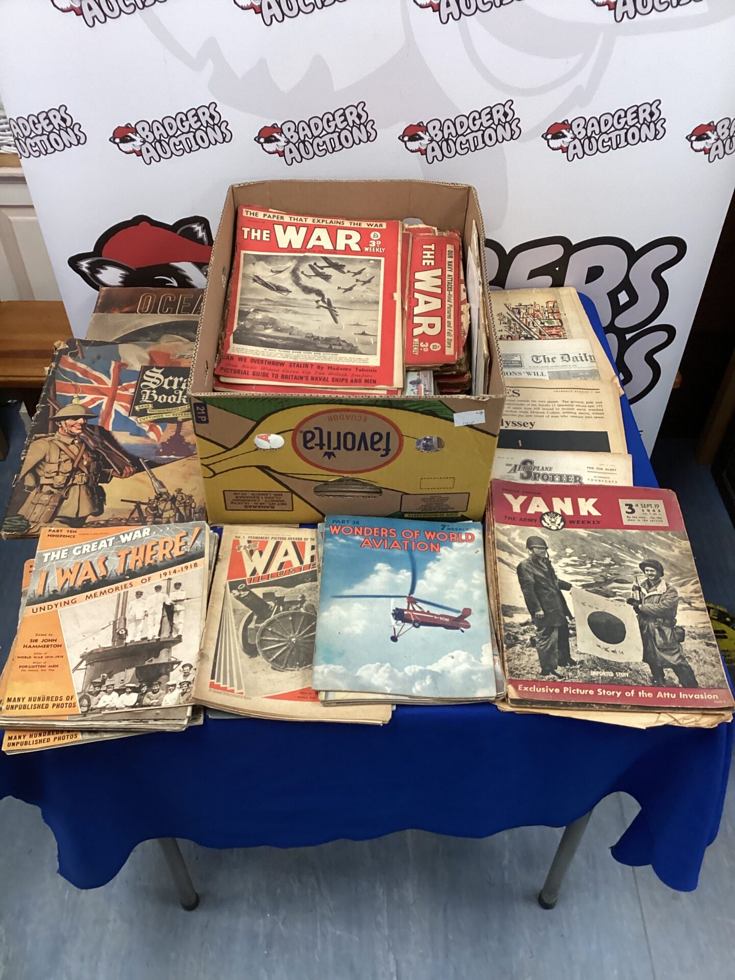 488 Large box of mixed war related newspapers & magazines inc the war & the great war