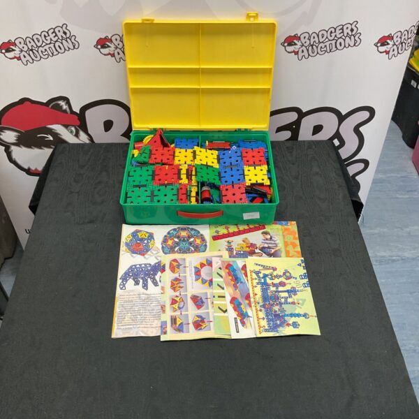 Vintage Klikko 350 building set with colourful plastic pieces.