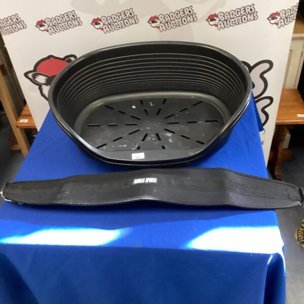 Pre-owned round dog bed for pets, showing signs of wear.