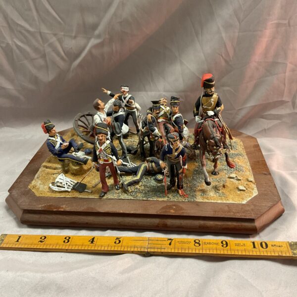 Detailed hand-painted pewter diorama of Napoleonic French soldiers.