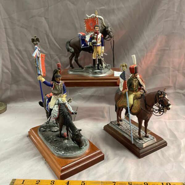 Detailed Napoleonic French pewter soldiers with eagle standard.