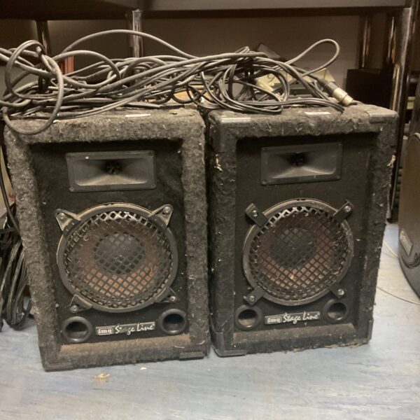 Pair of used Stage Line PA speakers for live sound.