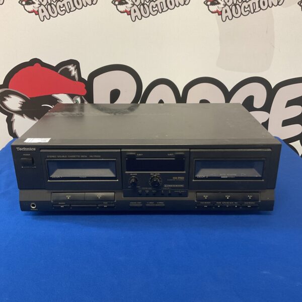 Vintage Technics RS-TR232 double cassette deck in black.