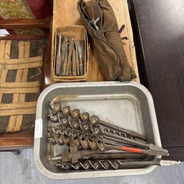 Vintage drill and router bits in a selection for collectors.