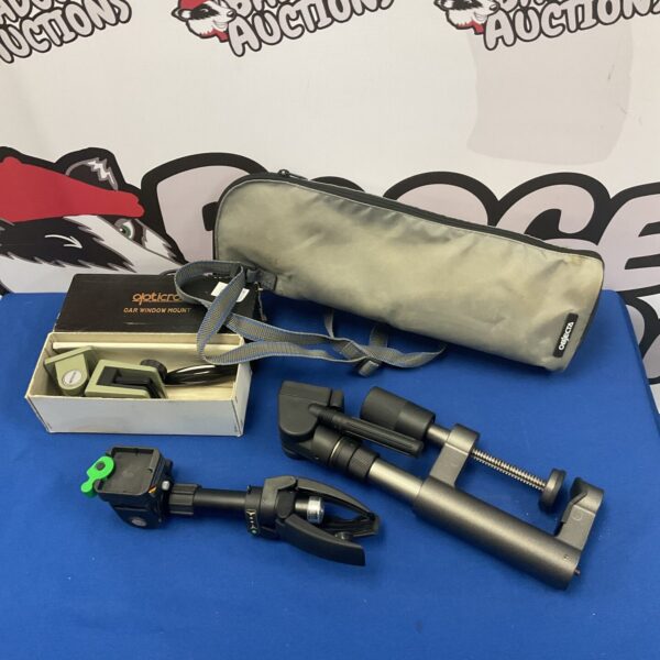 Camera mounts including Opticon car mount and Cullman tripod head.