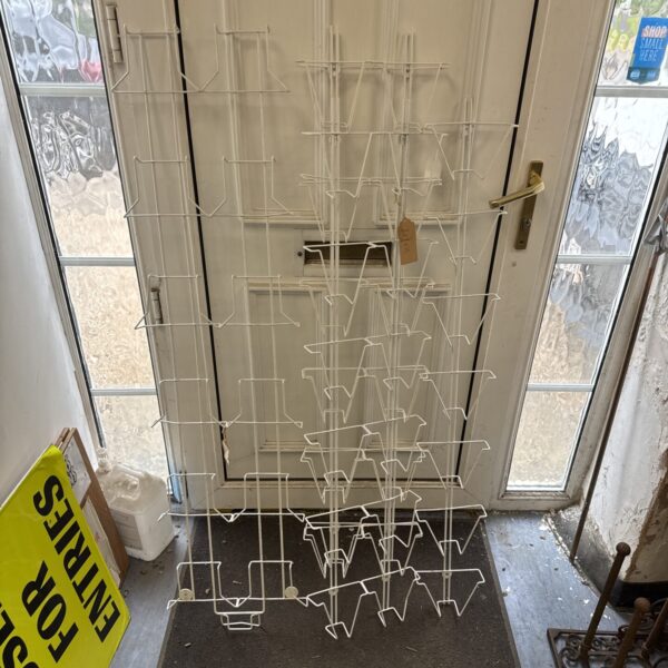 Vintage wire shop card display frames for retail use.