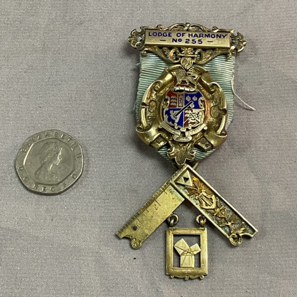 Antique Masonic Past Masters Jewel from Lodge of Harmony, 1903.