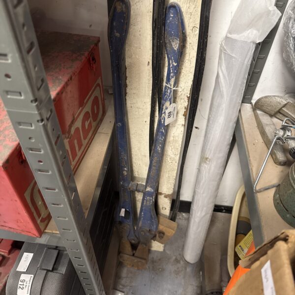 Large Record bolt cutters showing wear and rust.