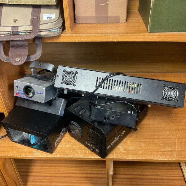 Vintage disco lights lot including Firebird and Sidewinder models.