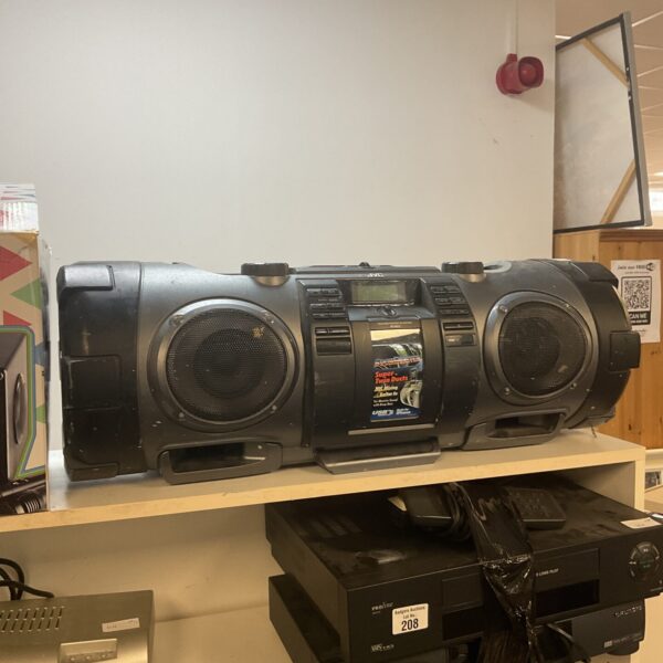 Vintage Jvc RV-NB70 boombox with CD player and iPod dock.