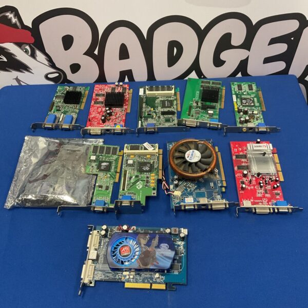 Lot of vintage graphics cards including Sapphire HD 3650.