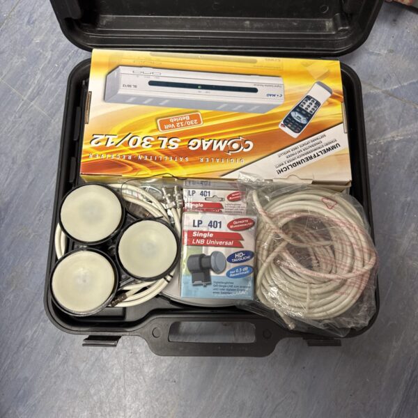 Caravan digital satellite kit SL30 receiver and components.