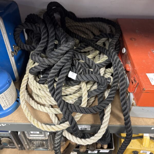 Braided nylon climbing rope and utility rope lot.