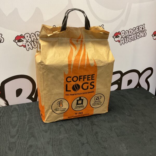 Bag of 16 coffee logs, sustainable fuel source.