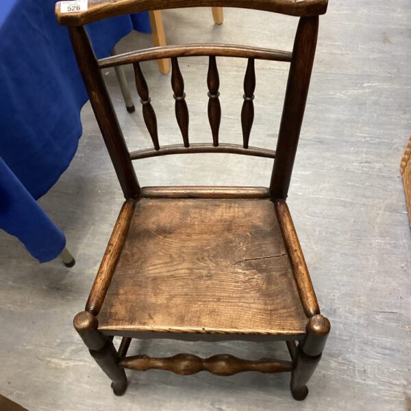 Antique Georgian side chair with spindle back, crafted from elm and ash.