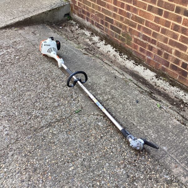 Stihl FS55R petrol hedge cutter for garden maintenance.