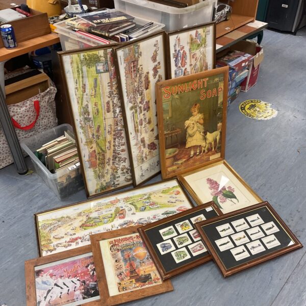 Lot of seven framed vintage prints including Sunlight Soap.