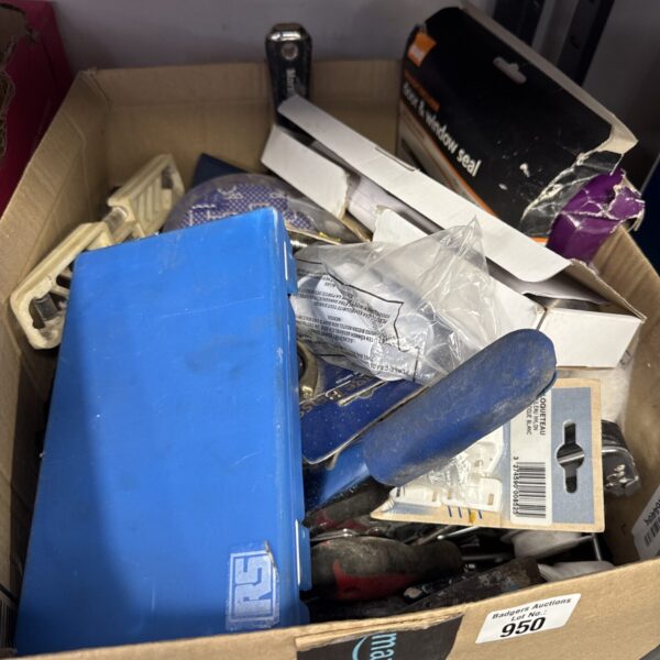 Assorted shed clearance lot with various tools and hardware.