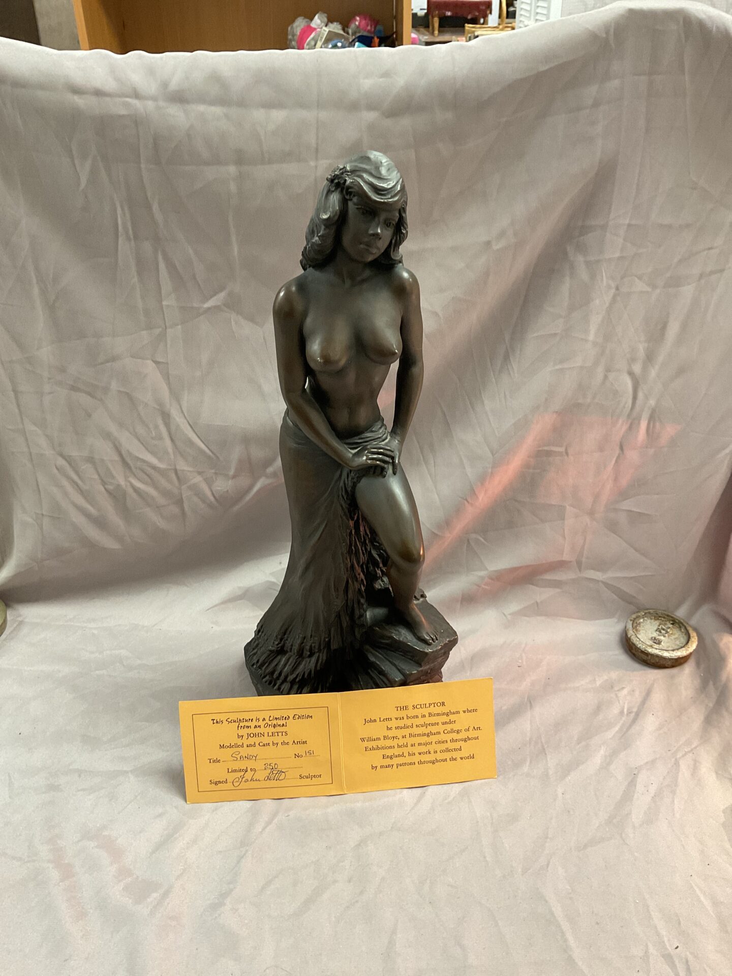 229 Limited Edition 17” John Letts Bronzed Sculpture “Sandy”