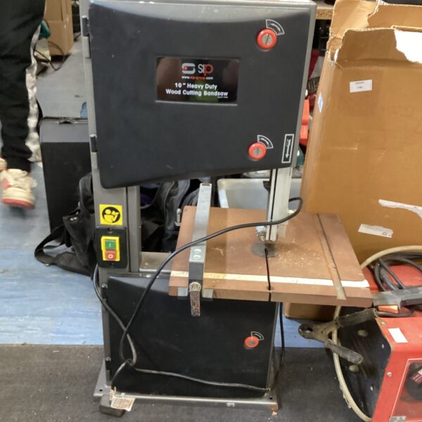 Used SIP 10 inch bandsaw for metal cutting in a workshop.