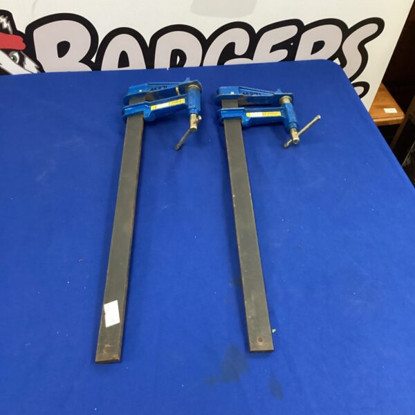 Pair of vintage Pither G Clamps for woodworking projects.