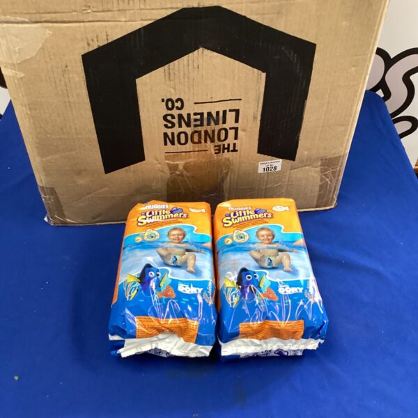 Box of Huggies Little Swimmers disposable swim nappies for babies.
