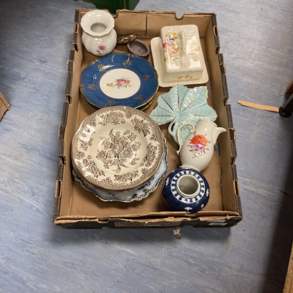 Vintage mixed china lot including Enoch Wedgwood pieces.