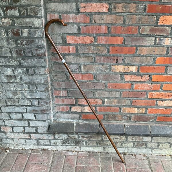 Vintage shepherd's crook with curved handle, rustic antique.
