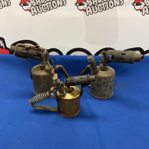 Three vintage brass blowlamps
