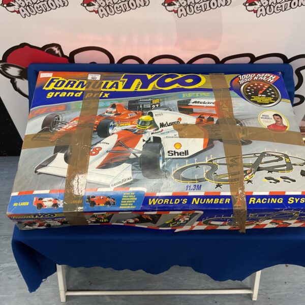 Vintage Formula Tycogrand Prix track set, colourful racing track.
