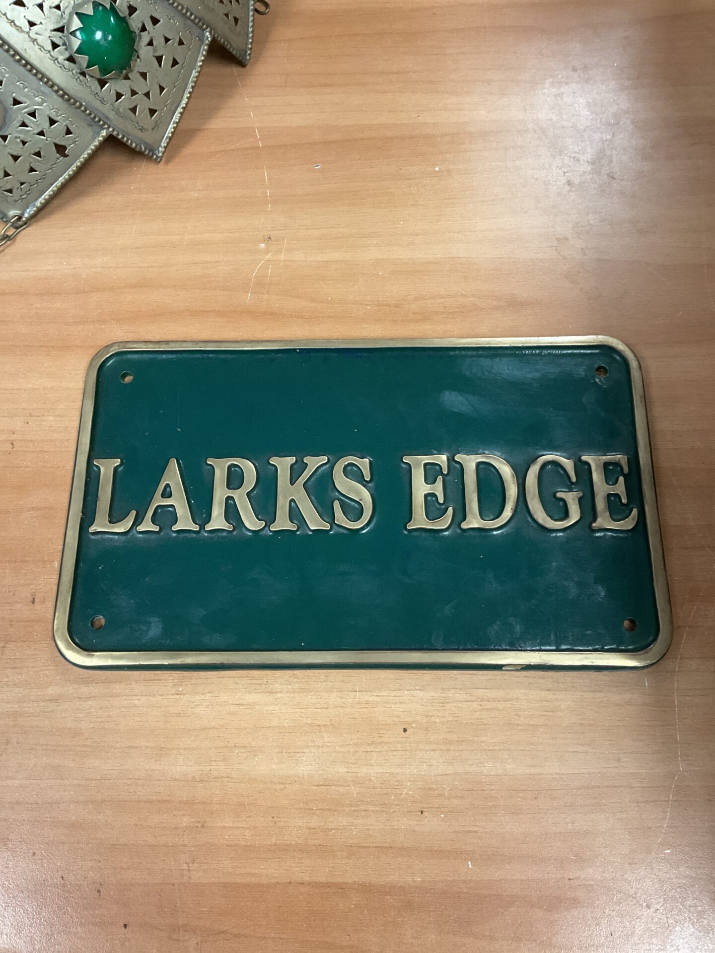 042 Heavy brass larks edge plaque 12” x 7”
