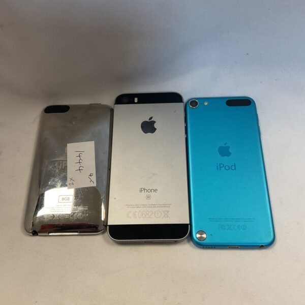 Apple iPhone SE and iPods lot for sale, vintage electronics collection.