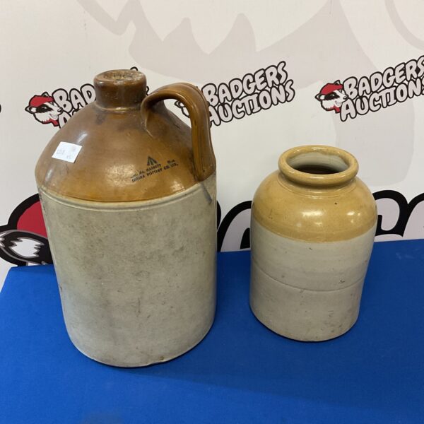 Vintage Moira Pottery flagon with a military mark and salt glaze.