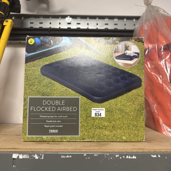 Double flocked air bed from Tesco, showing its textured surface.