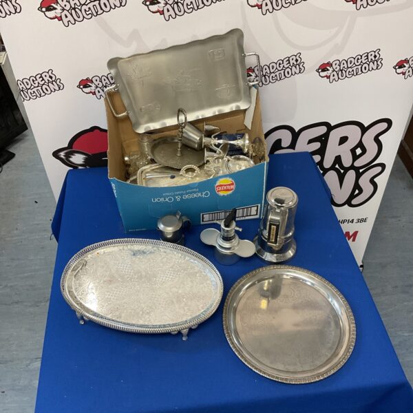 Vintage silver plate lot with Italian Caffe Rapid coffee maker.