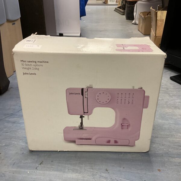 John Lewis mini sewing machine, compact and portable for small projects.
