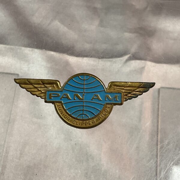Vintage Pan Am Junior Clipper pilot pin badge for collectors.