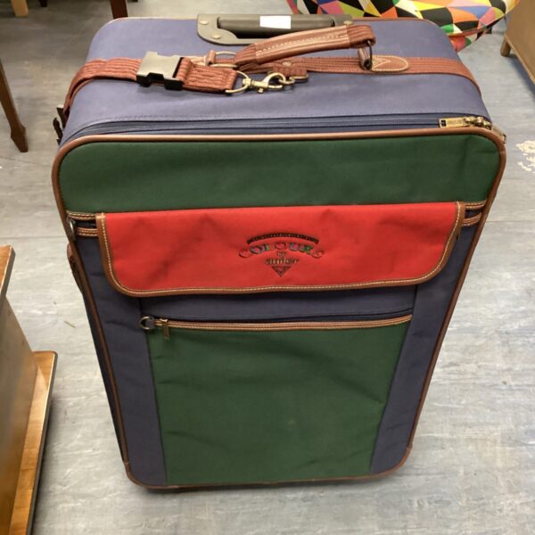 Vintage Antler Colours suitcase with wheels and extendable handle.