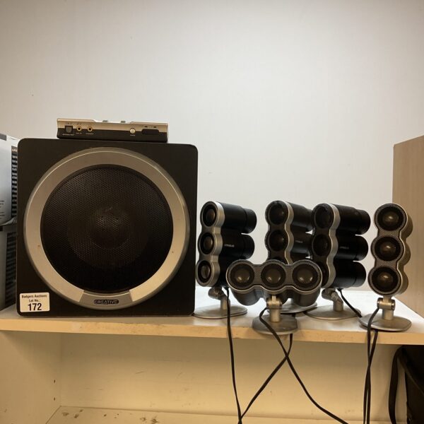 Creative i-trigue 5600 surround sound speaker system on display.