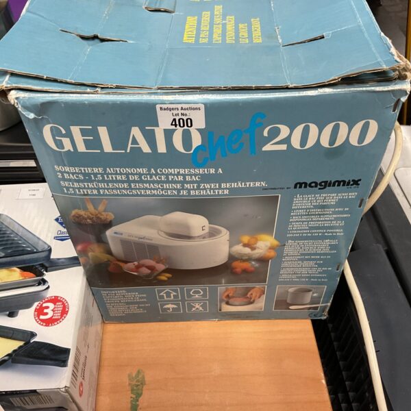 Vintage Gelato Chef 2000 ice cream and sorbet maker appliance.