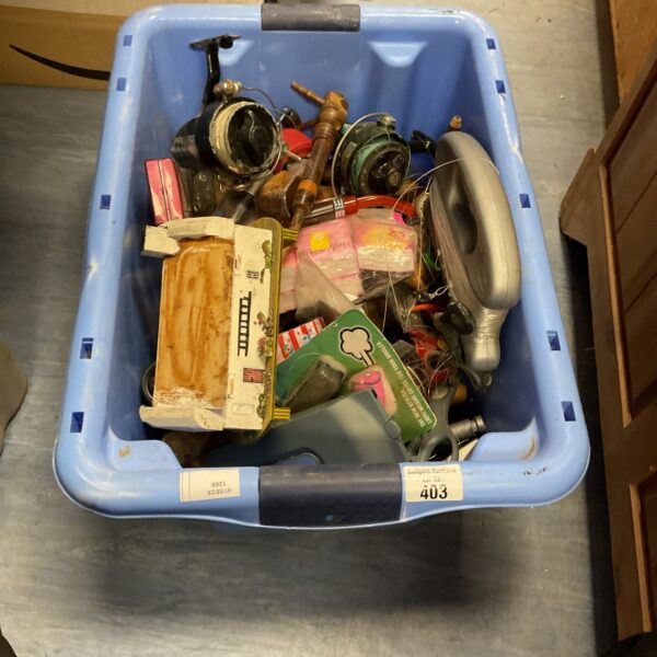 Mixed lot of vintage fishing tackle and collectibles.