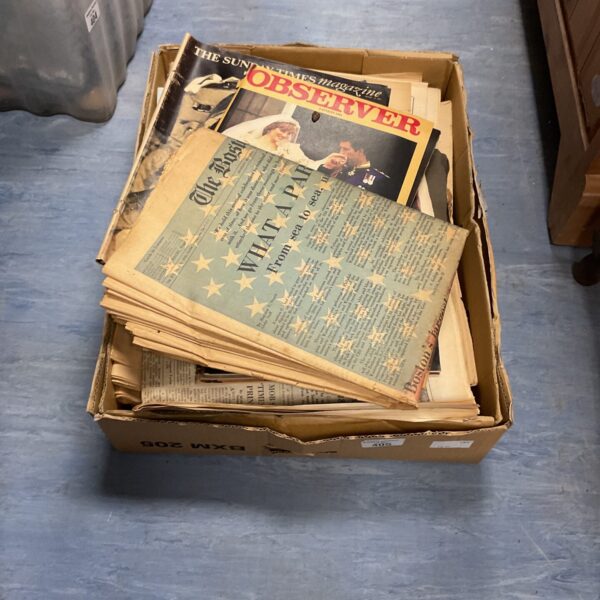 Vintage lot of newspapers including The Observer.