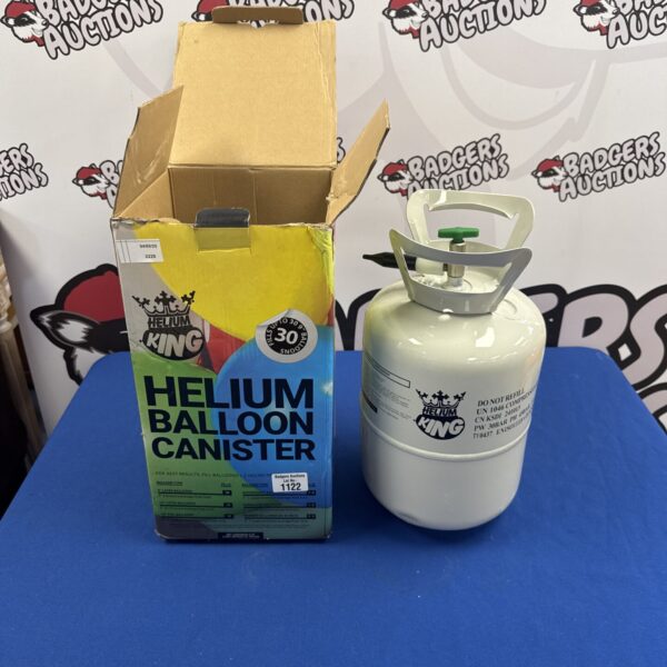 Silver helium gas canister for inflating party balloons.