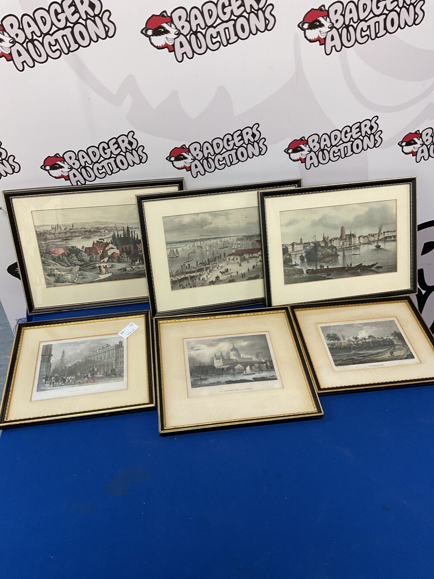 587 Set of six framed engravings of London & Buckinghamshire