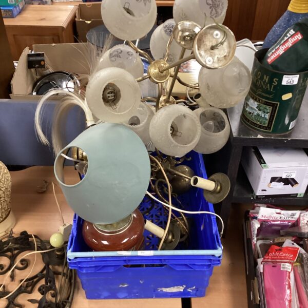 Vintage ceiling lights lot with frosted glass shades.