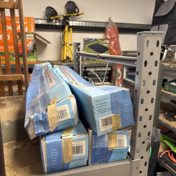Lot of four new Homebase Turin light posts in original packaging.