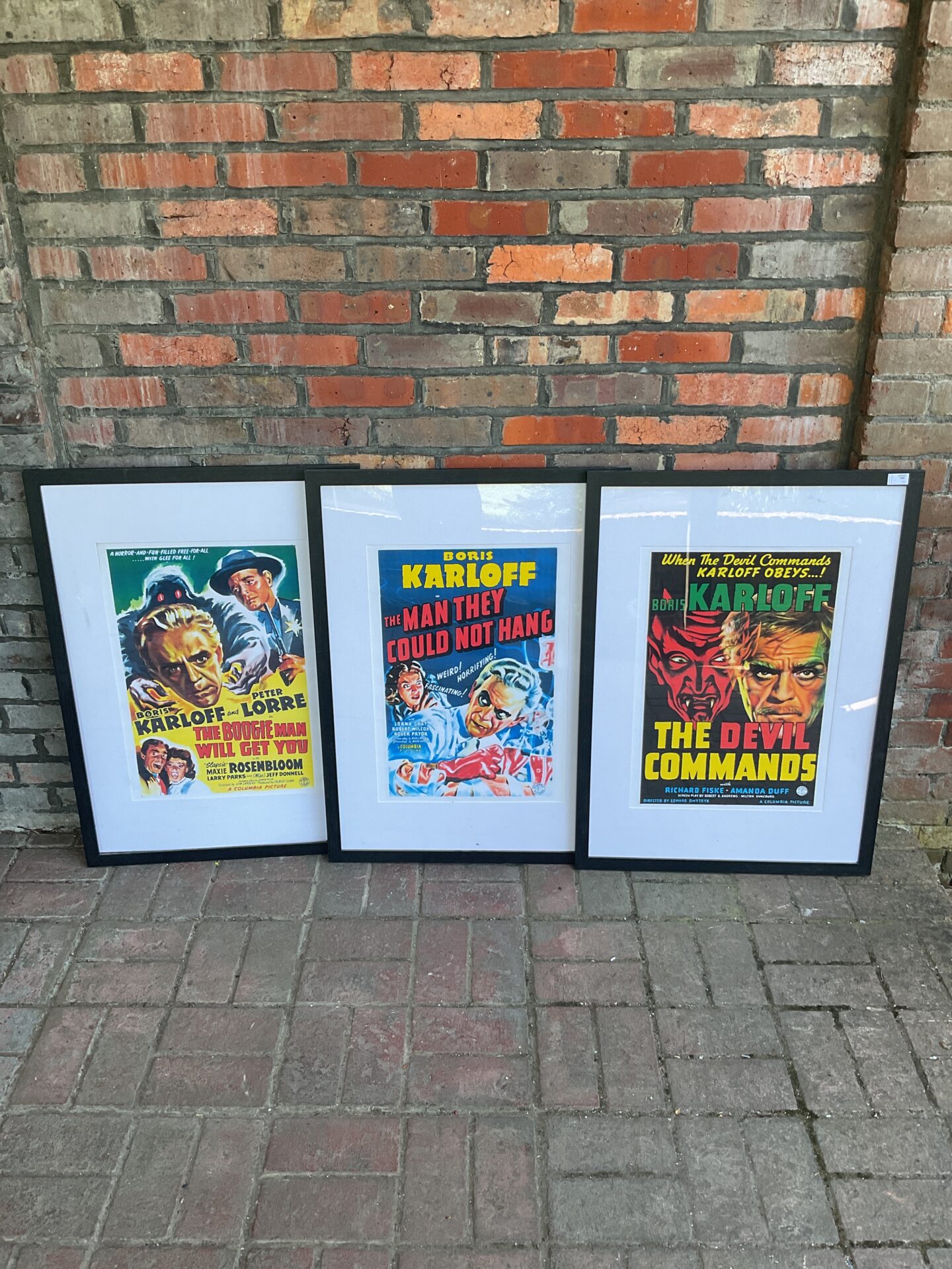 076 Set of three framed boris karloff horror movie posters