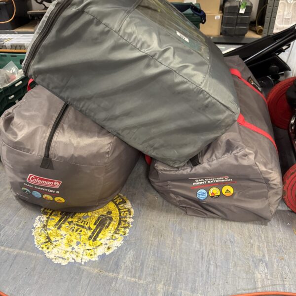 Coleman Oak Canyon 6 tent with front extension and groundsheets.