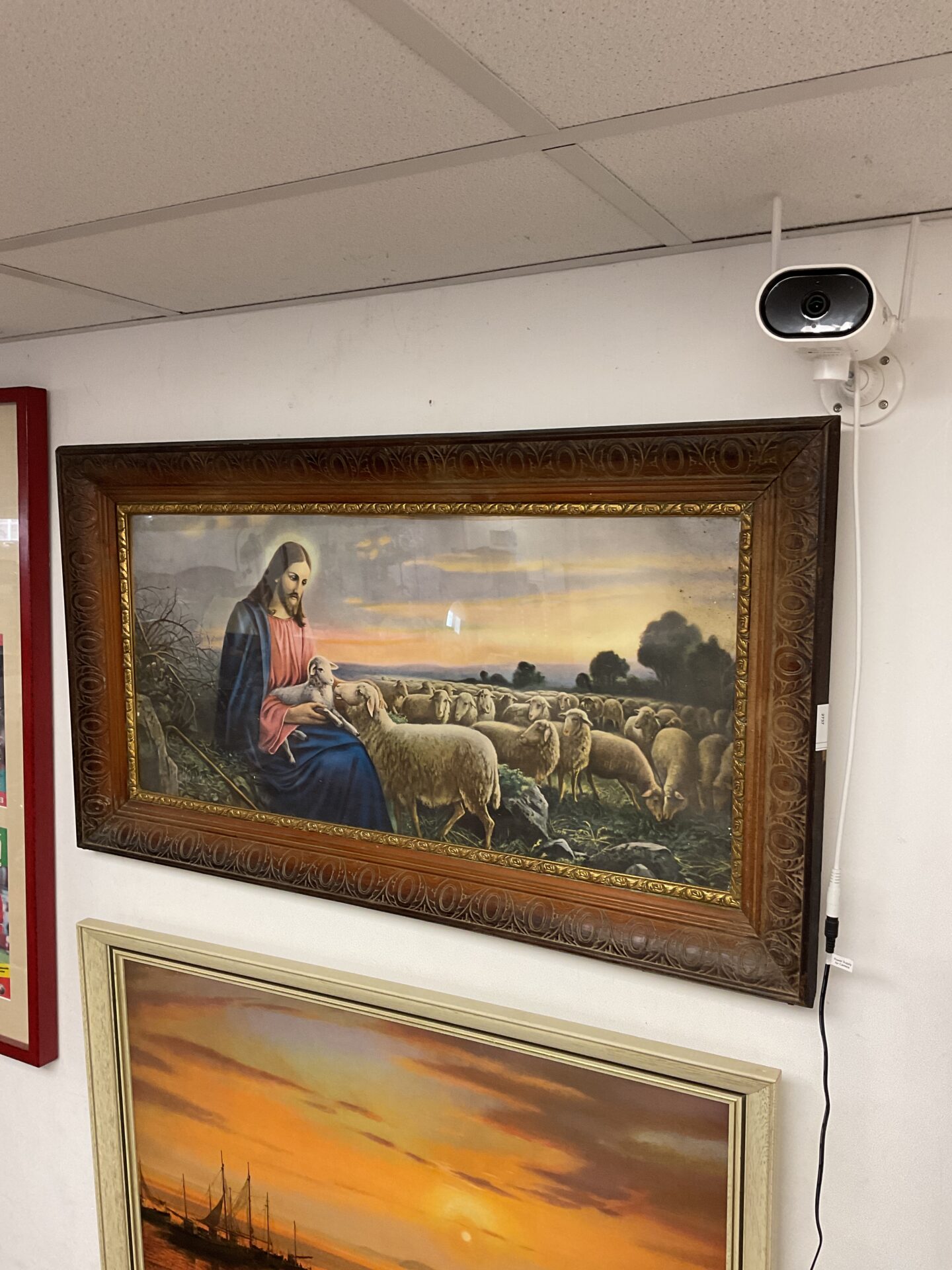 617 Large vintage framed print of Jesus Christ