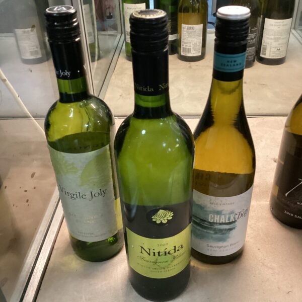 White wine collection featuring Nitida Sauvignon Blanc, Chalk Bay, and Virgile Joly.